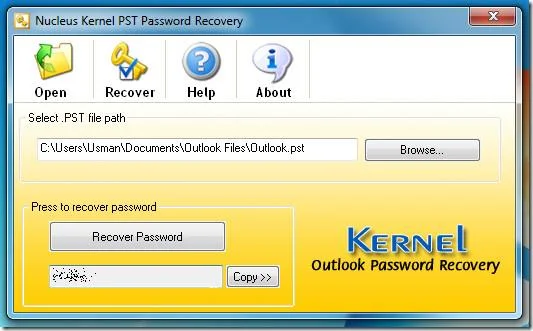 Stellen Sie das Outlook-PST-Dateikennwort mit Nucleus Kernel PST Password Recovery wieder her
