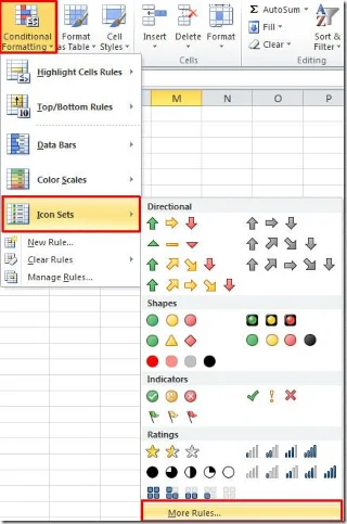 Excel 2010-Symbolsätze