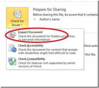 Microsoft Office 2010 Dokumentinspektor