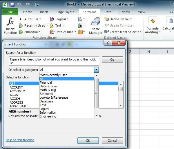 Formeln und Funktionen in Excel 2010