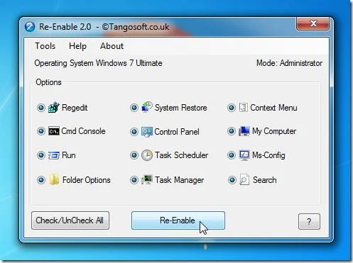 Rehabilitar las utilidades de Windows deshabilitadas por un virus Rehabilitar las utilidades de Windows deshabilitadas por un virus