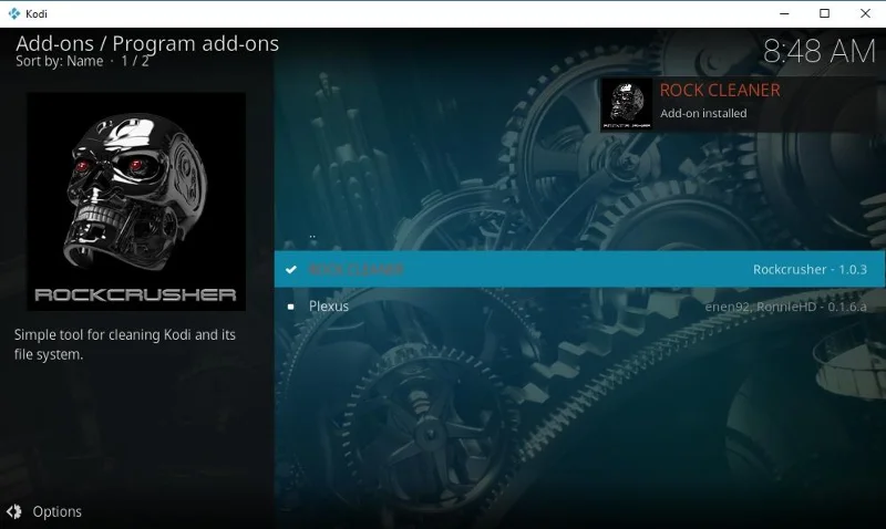 Очистите Kodi с помощью Rock Cleaner из репозитория Rock Crusher