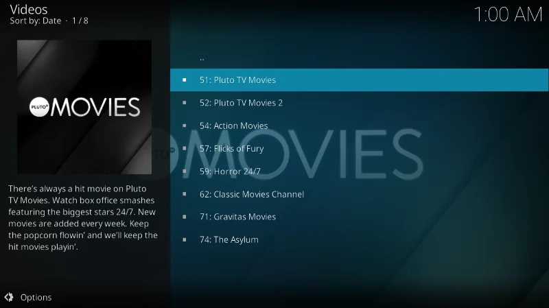 Pluto.tv-Add-on für Kodi: Installation und geführte Tour