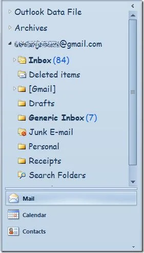 Anpassen des Navigationsbereichs von Outlook 2010
