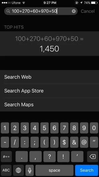 Puoi fare calcoli rapidi da Spotlight in iOS