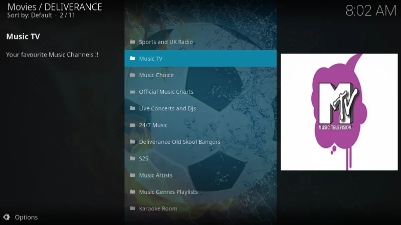 Дополнение Deliverance для Kodi (альтернатива Sports Devil)
