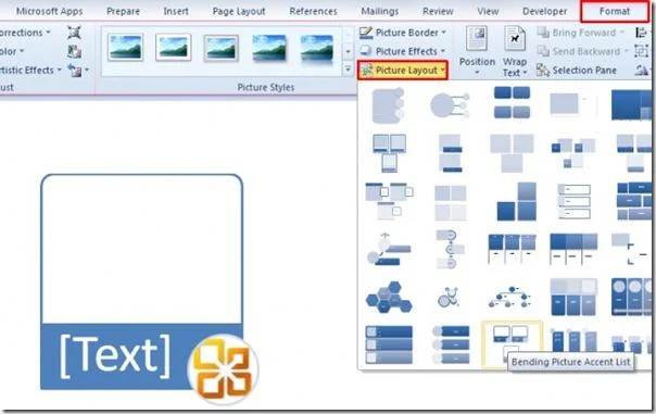 Cambiare il layout dell'immagine in Word 2010