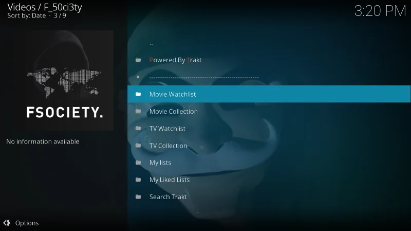 Componente aggiuntivo F_50ci3ty (Fsociety) per Kodi: installazione e funzionalità