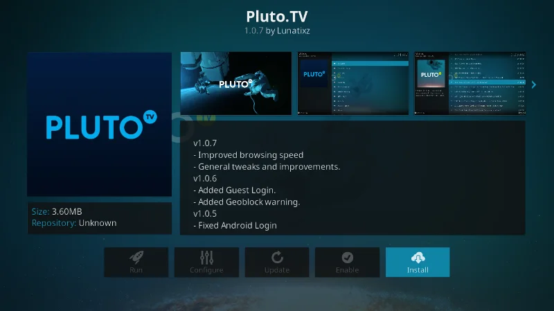 Pluto.tv-Add-on für Kodi: Installation und geführte Tour