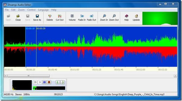 使用 Shuangs Audio Editor 分割音樂文件