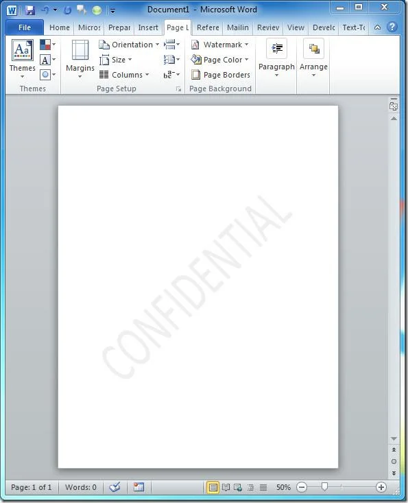 Wasserzeichen in Word 2010