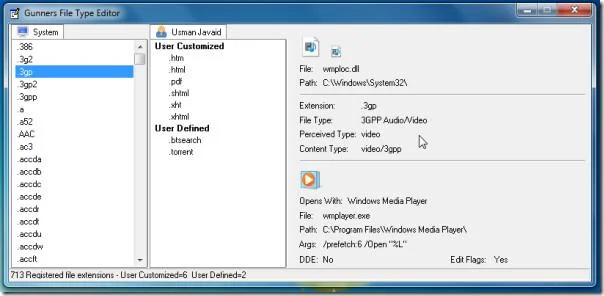 Editor de tipos de archivos de Gunner: Administrar extensiones y personalizar asociaciones Editor de tipos de archivos de Gunner: Administrar extensiones y personalizar asociaciones
