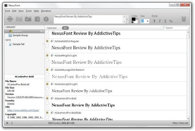 NexusFont: Administra fuentes en tu PC y exporta mapas de caracteres como imágenes
