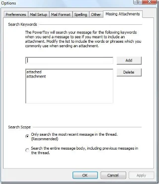 發送電子郵件前驗證 Outlook 文件附件