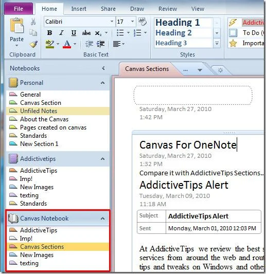 Надстройка Canvas для OneNote 2007 и 2010