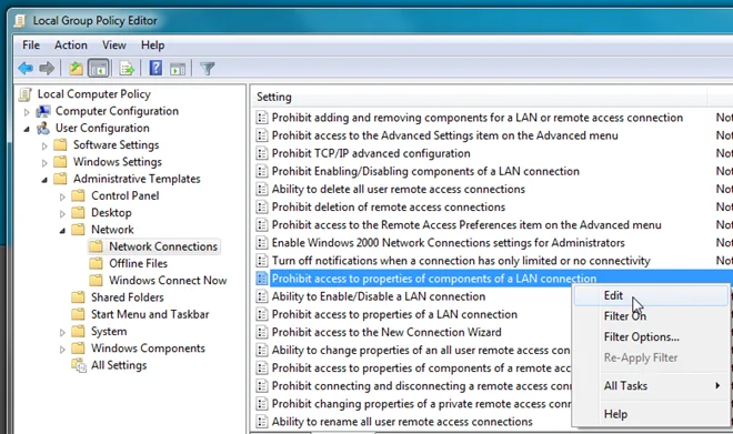 Evitar que los usuarios locales de Windows 7 cambien la configuración de Internet