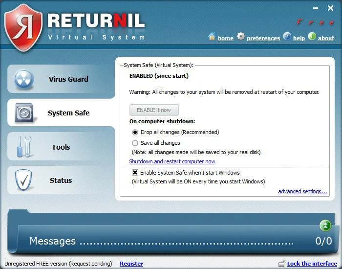 Returnil Virtual System 2010: virtualice su sistema