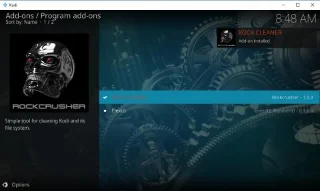 Очистите Kodi с помощью Rock Cleaner из репозитория Rock Crusher