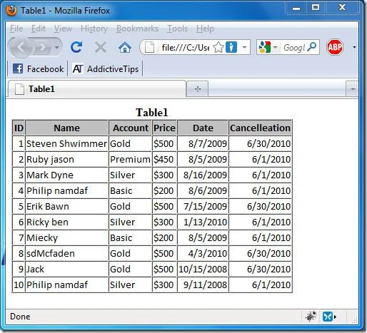 إرسال جدول قاعدة بيانات Access 2010 باستخدام أداة البريد الإلكتروني