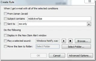 Outlook 2010: E-Mail-Benachrichtigung vom angegebenen Absender