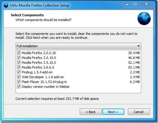 使用 Utilu Mozilla Firefox Collection 安裝多個版本的 Firefox