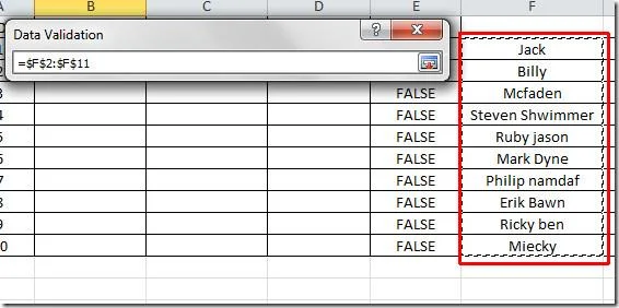 Excel 2010: Datenüberprüfungsliste