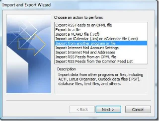 Импорт и экспорт Office Outlook 2010