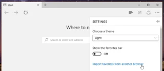 Habilitar la barra de favoritos e importar favoritos en el navegador Edge (Windows 10)