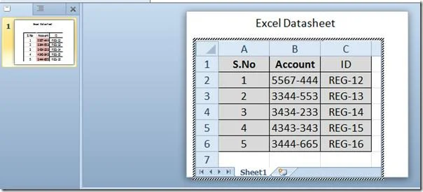 Встроить электронную таблицу Excel в PowerPoint 2010
