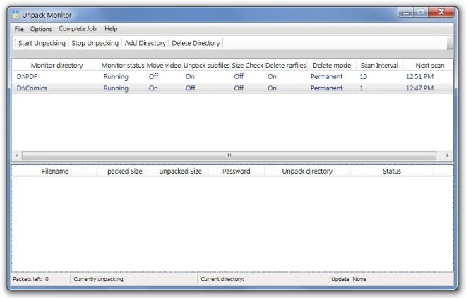 Monitor de descompresión: programa la descompresión y extracción de archivos RAR