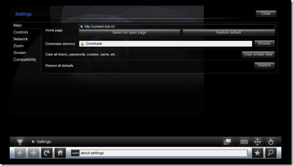 Kylo: Navegador web para televisores HD de gran tamaño