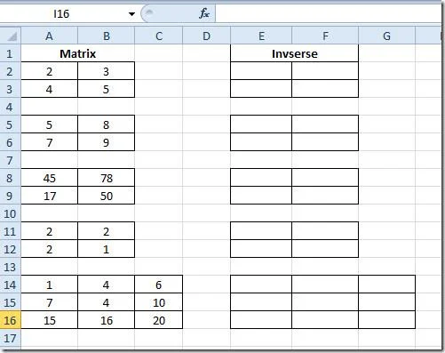 Excel 2010: Matrix-Inverse-Funktion (MINVERSE)