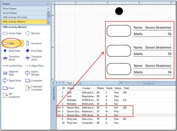 Erstellen Sie Diagramme in MS Visio 2010 durch Verknüpfen einer Excel-Tabelle