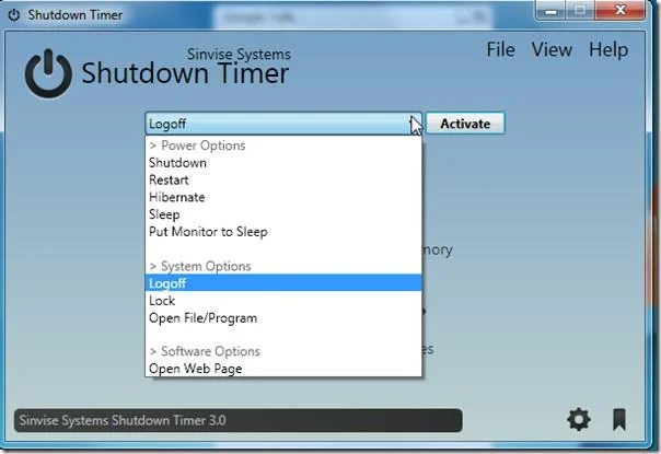El temporizador de apagado realiza una acción según los eventos del sistema de Windows