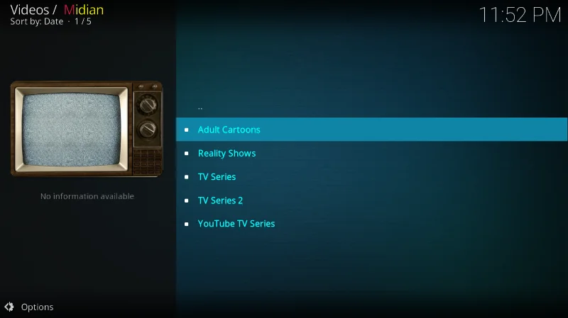 Дополнение Midian для Kodi: как установить и обзор