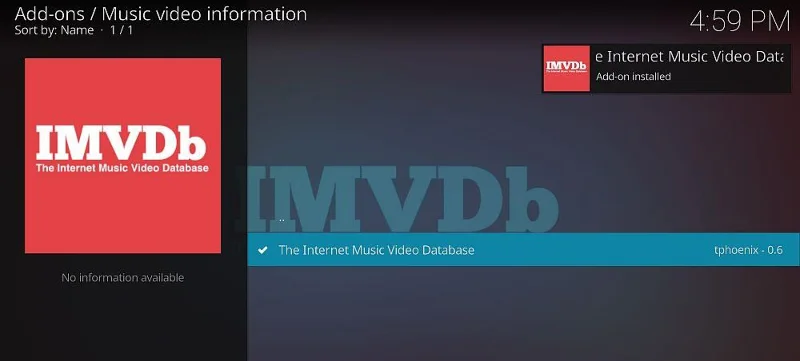 IMVDb Kodi-Add-on installieren: Internet-Musikvideodatenbank