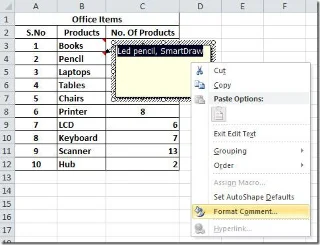 Kommentare in Excel 2010 einfügen