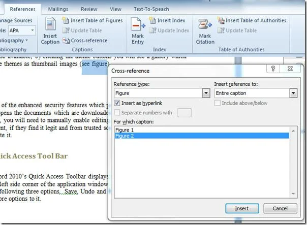 Beschriftungen und Querverweise in Word 2010 einfügen