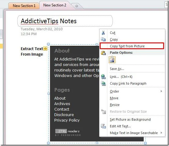 Office OneNote 2010: извлечение текста из изображения [OCR]