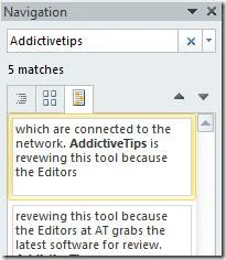 Office Word 2010-Suche: Navigationsbereich