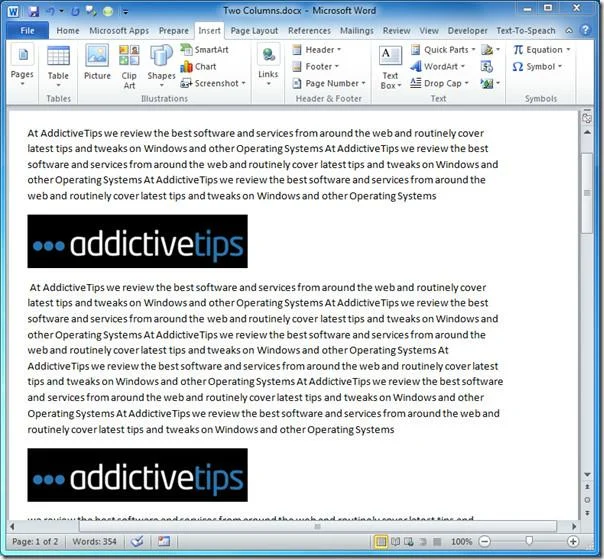 Word 2010: Scrivi in ​​colonne (aspetto rivista)