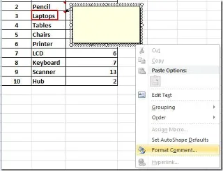 Kommentare in Excel 2010 einfügen