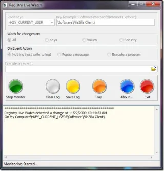 Windowsレジストリキーのリアルタイム変更を監視する