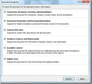 Microsoft Office 2010 Dokumentinspektor