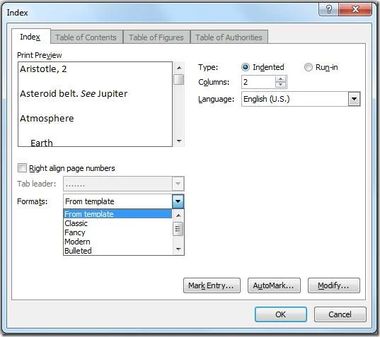 So indizieren Sie Word 2010-Dokumenttext