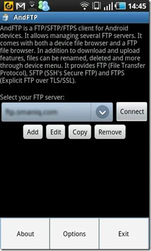 AndFTPはAndroid向けの優れたFTPサーバー/クライアントです