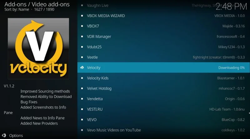 Componente aggiuntivo Velocity per Kodi: come riprodurre in streaming film e programmi TV