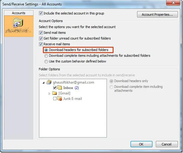 Ist Outlook 2010 langsam? Nur den E-Mail-Header herunterladen