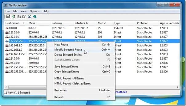 NetRouteView 是 Windows 內建路由公用程式的 GUI 替代品