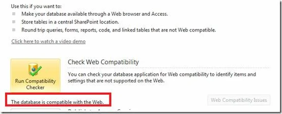 Microsoft Office Access 2010: Webkompatibilitätsprüfung